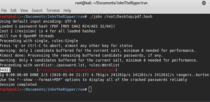 crack PDF password with John the Ripper 