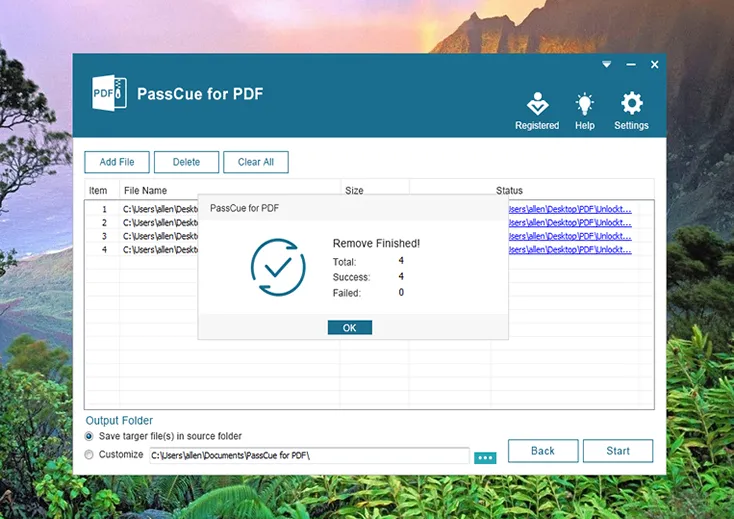 remove owner password on PDF